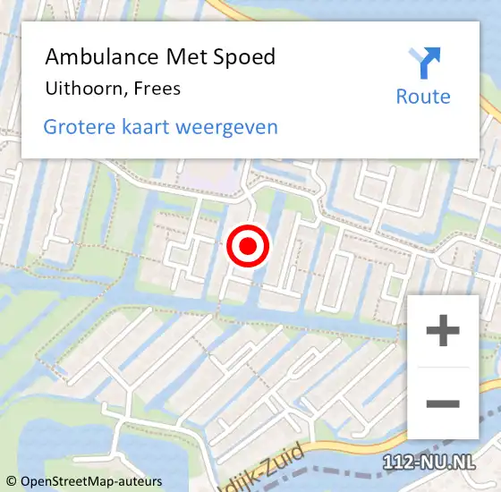 Locatie op kaart van de 112 melding: Ambulance Met Spoed Naar Uithoorn, Frees op 6 juli 2022 17:04