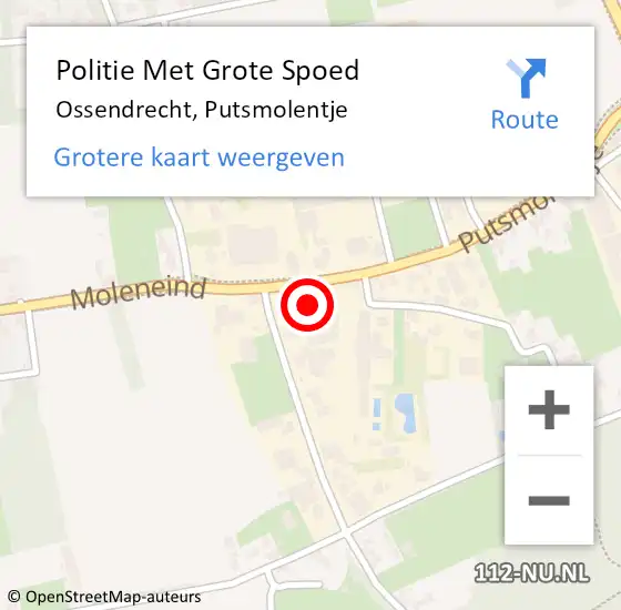 Locatie op kaart van de 112 melding: Politie Met Grote Spoed Naar Ossendrecht, Putsmolentje op 6 juli 2022 17:10