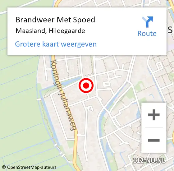 Locatie op kaart van de 112 melding: Brandweer Met Spoed Naar Maasland, Hildegaarde op 6 juli 2022 17:46