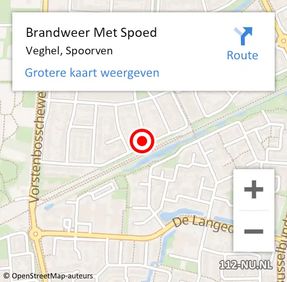 Locatie op kaart van de 112 melding: Brandweer Met Spoed Naar Veghel, Spoorven op 6 juli 2022 18:27