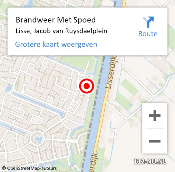 Locatie op kaart van de 112 melding: Brandweer Met Spoed Naar Lisse, Jacob van Ruysdaelplein op 6 juli 2022 18:33