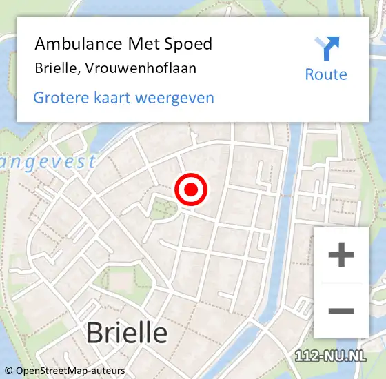 Locatie op kaart van de 112 melding: Ambulance Met Spoed Naar Brielle, Vrouwenhoflaan op 6 juli 2022 18:34