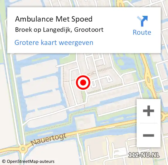 Locatie op kaart van de 112 melding: Ambulance Met Spoed Naar Broek op Langedijk, Grootoort op 6 juli 2022 18:56