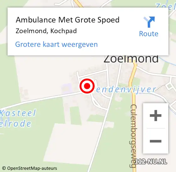 Locatie op kaart van de 112 melding: Ambulance Met Grote Spoed Naar Zoelmond, Kochpad op 6 juli 2022 18:59