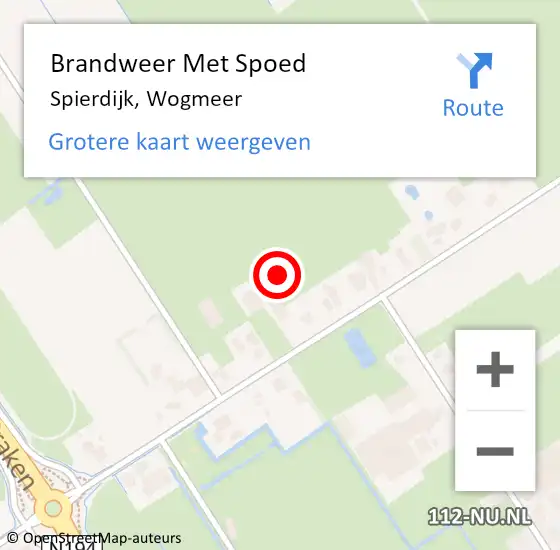 Locatie op kaart van de 112 melding: Brandweer Met Spoed Naar Spierdijk, Wogmeer op 6 juli 2022 19:10
