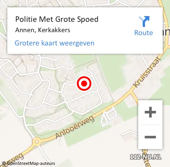 Locatie op kaart van de 112 melding: Politie Met Grote Spoed Naar Annen, Kerkakkers op 6 juli 2022 19:27