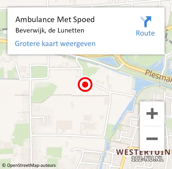 Locatie op kaart van de 112 melding: Ambulance Met Spoed Naar Beverwijk, de Lunetten op 6 juli 2022 19:31