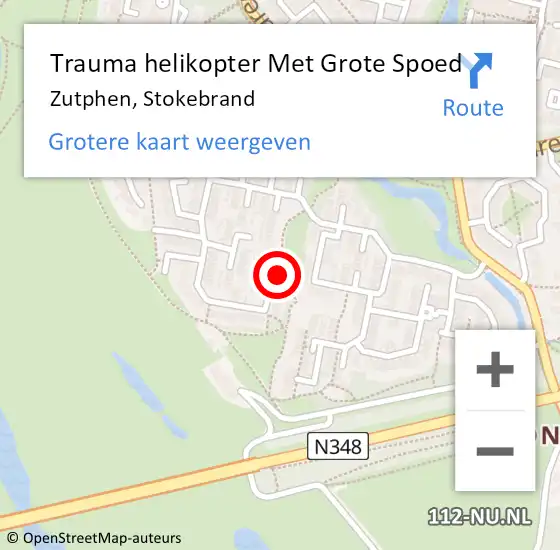 Locatie op kaart van de 112 melding: Trauma helikopter Met Grote Spoed Naar Zutphen, Stokebrand op 6 juli 2022 19:35