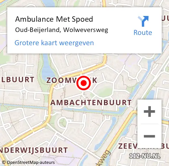 Locatie op kaart van de 112 melding: Ambulance Met Spoed Naar Oud-Beijerland, Wolweversweg op 6 juli 2022 19:41