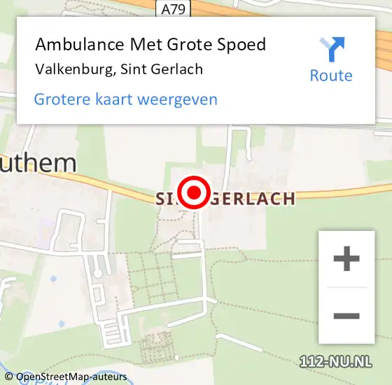 Locatie op kaart van de 112 melding: Ambulance Met Grote Spoed Naar Valkenburg, Sint Gerlach op 22 juli 2014 13:14