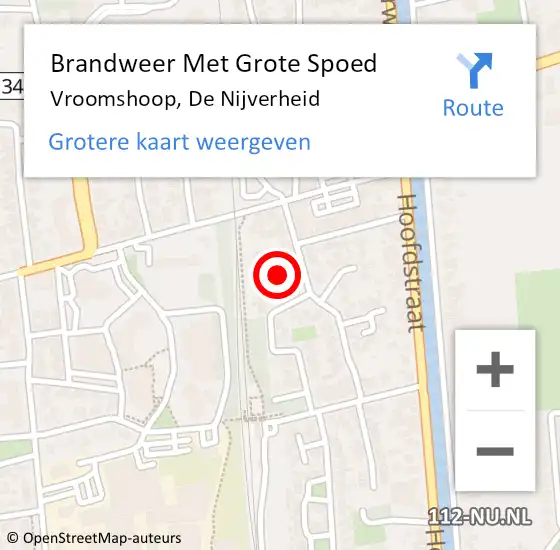 Locatie op kaart van de 112 melding: Brandweer Met Grote Spoed Naar Vroomshoop, De Nijverheid op 6 juli 2022 19:47