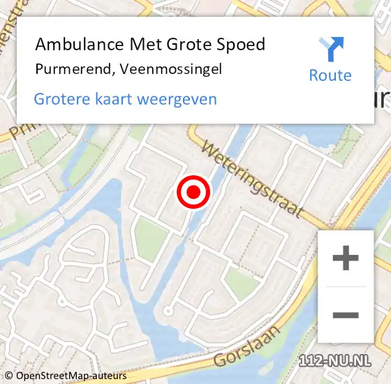 Locatie op kaart van de 112 melding: Ambulance Met Grote Spoed Naar Purmerend, Veenmossingel op 6 juli 2022 19:49