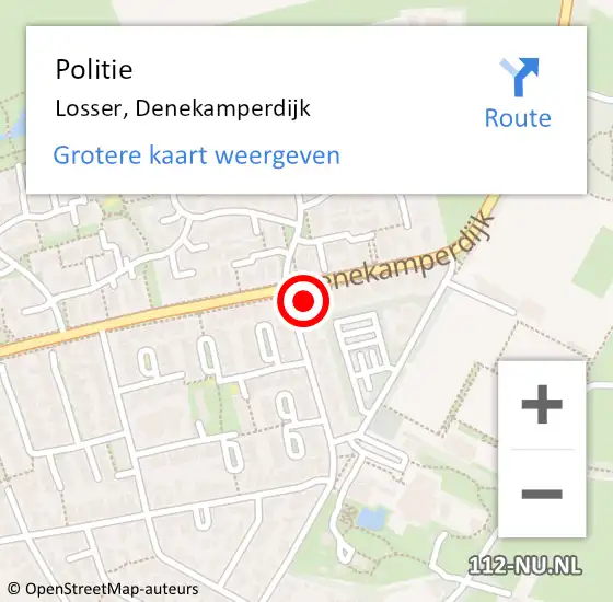 Locatie op kaart van de 112 melding: Politie Losser, Denekamperdijk op 6 juli 2022 20:05