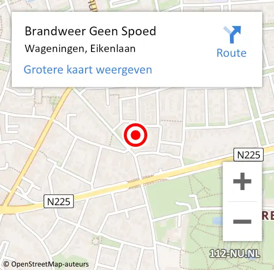 Locatie op kaart van de 112 melding: Brandweer Geen Spoed Naar Wageningen, Eikenlaan op 6 juli 2022 20:13