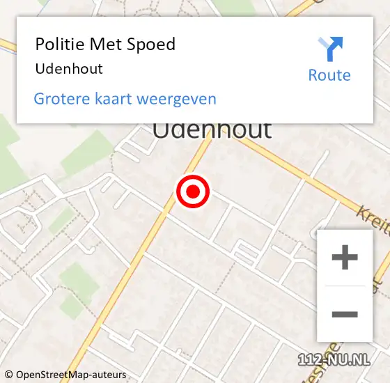Locatie op kaart van de 112 melding: Politie Met Spoed Naar Udenhout op 6 juli 2022 20:13