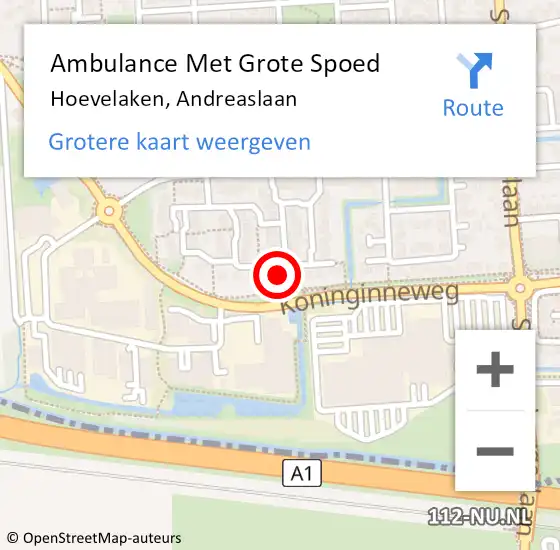 Locatie op kaart van de 112 melding: Ambulance Met Grote Spoed Naar Hoevelaken, Andreaslaan op 6 juli 2022 20:37