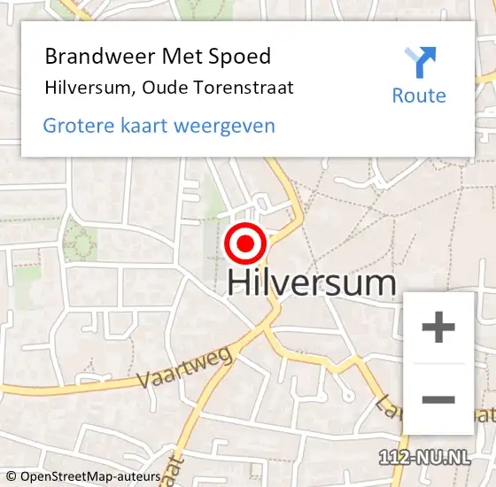 Locatie op kaart van de 112 melding: Brandweer Met Spoed Naar Hilversum, Oude Torenstraat op 6 juli 2022 20:48