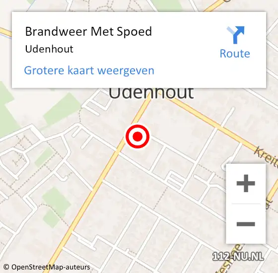 Locatie op kaart van de 112 melding: Brandweer Met Spoed Naar Udenhout op 6 juli 2022 20:52