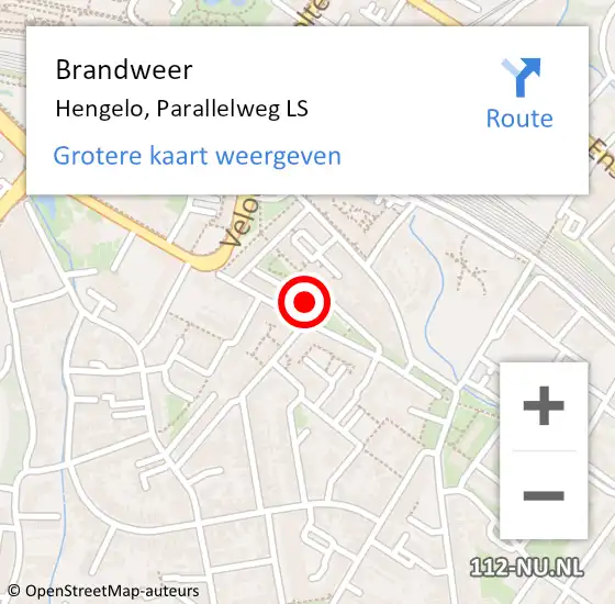 Locatie op kaart van de 112 melding: Brandweer Hengelo, Parallelweg LS op 6 juli 2022 21:01