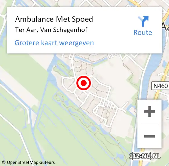 Locatie op kaart van de 112 melding: Ambulance Met Spoed Naar Ter Aar, Van Schagenhof op 9 oktober 2013 09:06