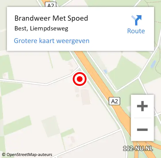 Locatie op kaart van de 112 melding: Brandweer Met Spoed Naar Best, Liempdseweg op 6 juli 2022 22:16