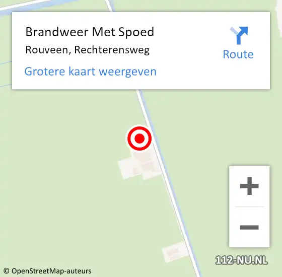 Locatie op kaart van de 112 melding: Brandweer Met Spoed Naar Rouveen, Rechterensweg op 6 juli 2022 22:27