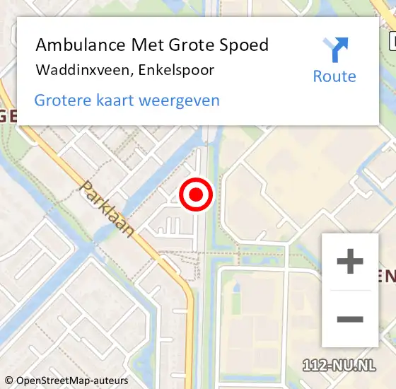 Locatie op kaart van de 112 melding: Ambulance Met Grote Spoed Naar Waddinxveen, Enkelspoor op 6 juli 2022 22:27