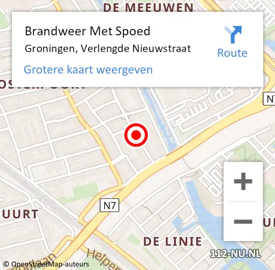 Locatie op kaart van de 112 melding: Brandweer Met Spoed Naar Groningen, Verlengde Nieuwstraat op 6 juli 2022 22:35