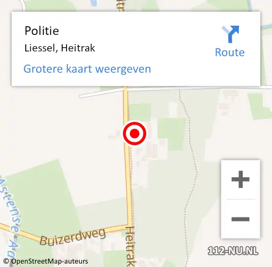 Locatie op kaart van de 112 melding: Politie Liessel, Heitrak op 6 juli 2022 22:37