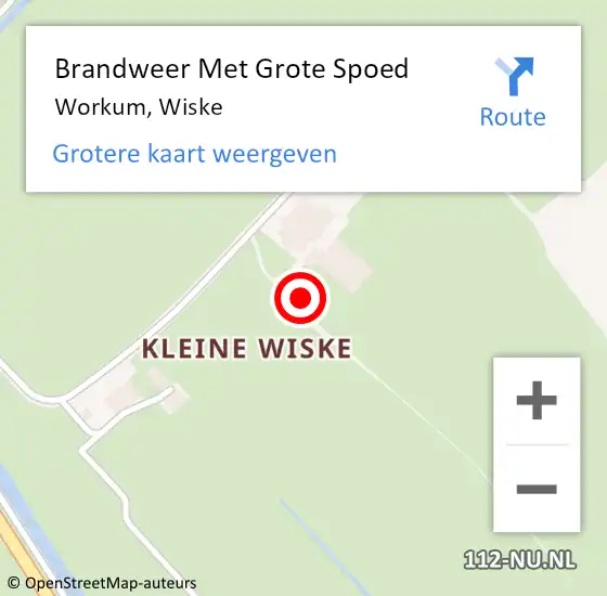 Locatie op kaart van de 112 melding: Brandweer Met Grote Spoed Naar Workum, Wiske op 6 juli 2022 22:56