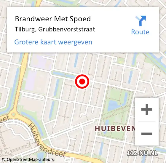 Locatie op kaart van de 112 melding: Brandweer Met Spoed Naar Tilburg, Grubbenvorststraat op 6 juli 2022 22:57