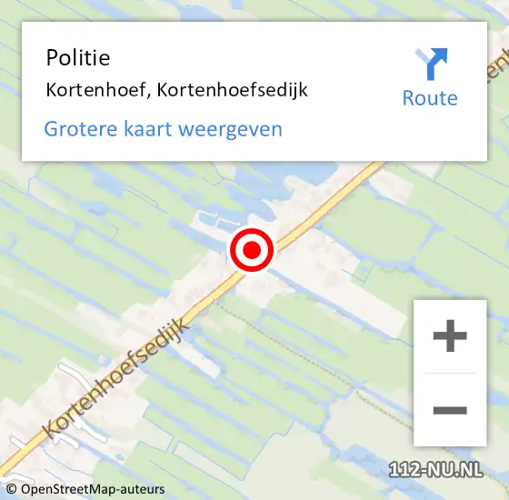 Locatie op kaart van de 112 melding: Politie Kortenhoef, Kortenhoefsedijk op 6 juli 2022 23:01