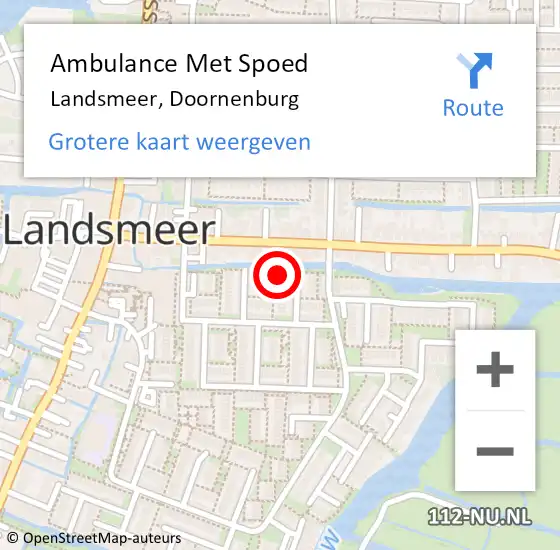 Locatie op kaart van de 112 melding: Ambulance Met Spoed Naar Landsmeer, Doornenburg op 6 juli 2022 23:11