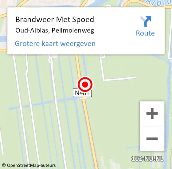 Locatie op kaart van de 112 melding: Brandweer Met Spoed Naar Oud-Alblas, Peilmolenweg op 6 juli 2022 23:15