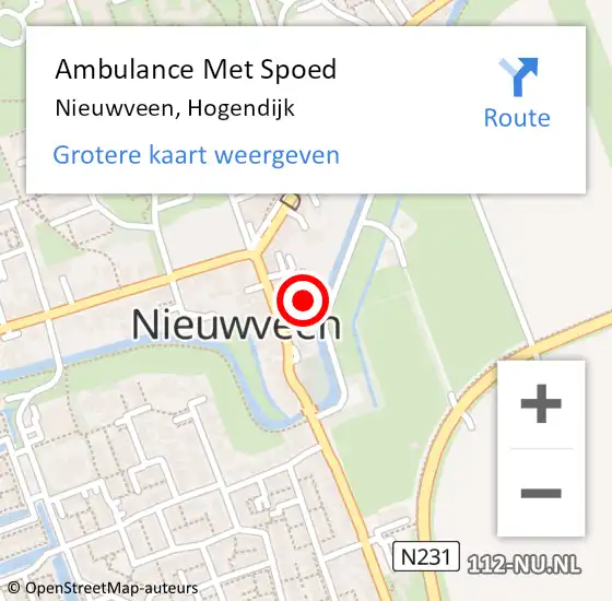 Locatie op kaart van de 112 melding: Ambulance Met Spoed Naar Nieuwveen, Hogendijk op 6 juli 2022 23:17