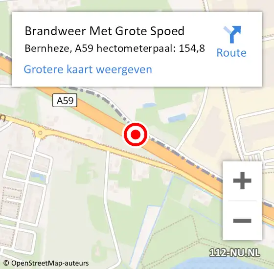 Locatie op kaart van de 112 melding: Brandweer Met Grote Spoed Naar Bernheze, A59 hectometerpaal: 154,8 op 6 juli 2022 23:20