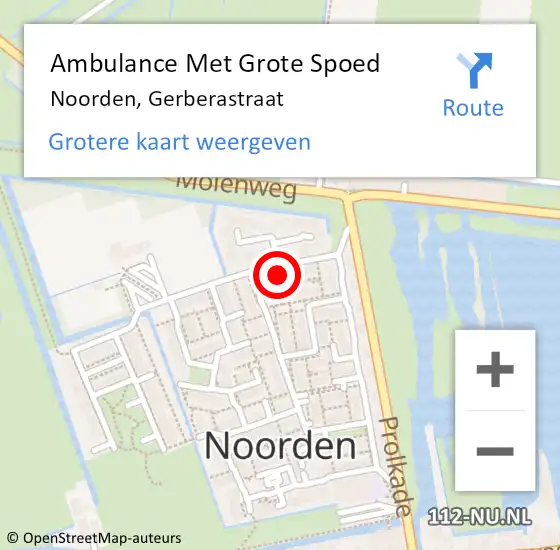 Locatie op kaart van de 112 melding: Ambulance Met Grote Spoed Naar Noorden, Gerberastraat op 6 juli 2022 23:27