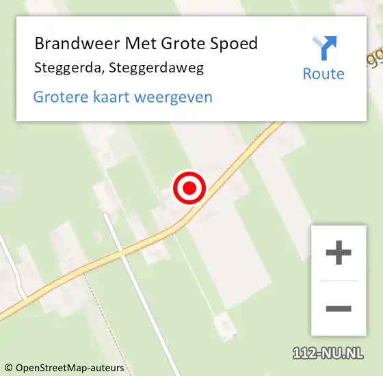 Locatie op kaart van de 112 melding: Brandweer Met Grote Spoed Naar Steggerda, Steggerdaweg op 6 juli 2022 23:30