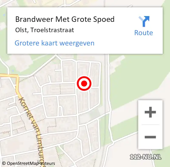 Locatie op kaart van de 112 melding: Brandweer Met Grote Spoed Naar Olst, Troelstrastraat op 7 juli 2022 00:03