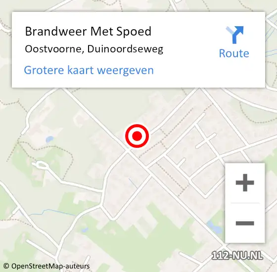 Locatie op kaart van de 112 melding: Brandweer Met Spoed Naar Oostvoorne, Duinoordseweg op 7 juli 2022 00:04