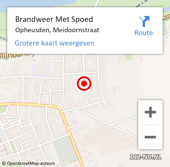 Locatie op kaart van de 112 melding: Brandweer Met Spoed Naar Opheusden, Meidoornstraat op 7 juli 2022 00:08