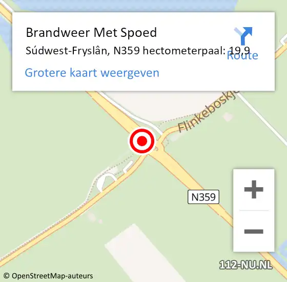 Locatie op kaart van de 112 melding: Brandweer Met Spoed Naar Súdwest-Fryslân, N359 hectometerpaal: 19,9 op 7 juli 2022 00:29