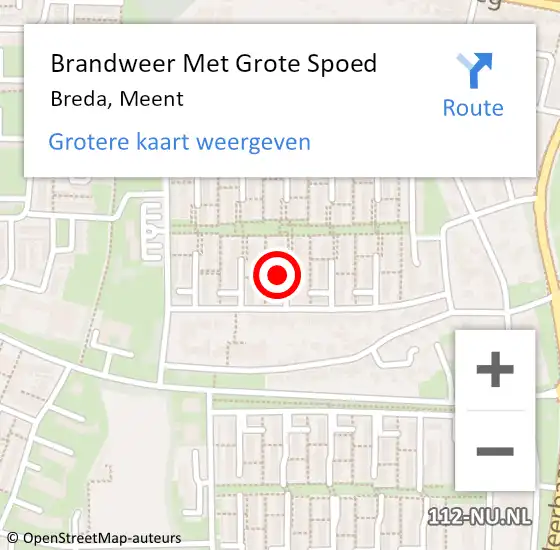 Locatie op kaart van de 112 melding: Brandweer Met Grote Spoed Naar Breda, Meent op 7 juli 2022 00:47