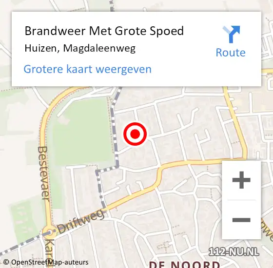 Locatie op kaart van de 112 melding: Brandweer Met Grote Spoed Naar Huizen, Magdaleenweg op 7 juli 2022 01:59