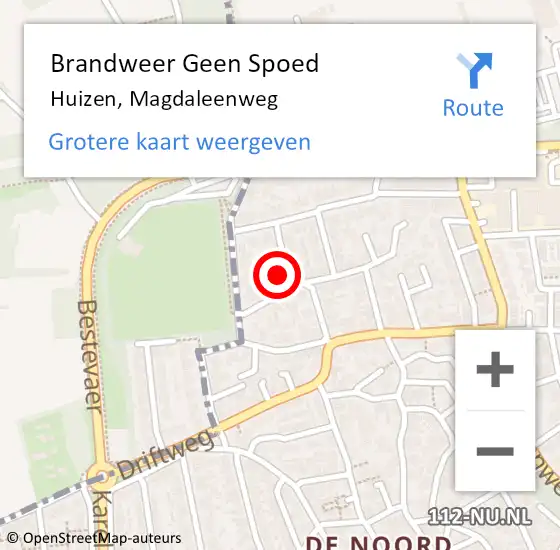 Locatie op kaart van de 112 melding: Brandweer Geen Spoed Naar Huizen, Magdaleenweg op 7 juli 2022 02:08