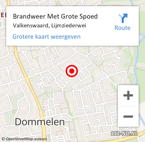 Locatie op kaart van de 112 melding: Brandweer Met Grote Spoed Naar Valkenswaard, Lijmziederwei op 7 juli 2022 02:11