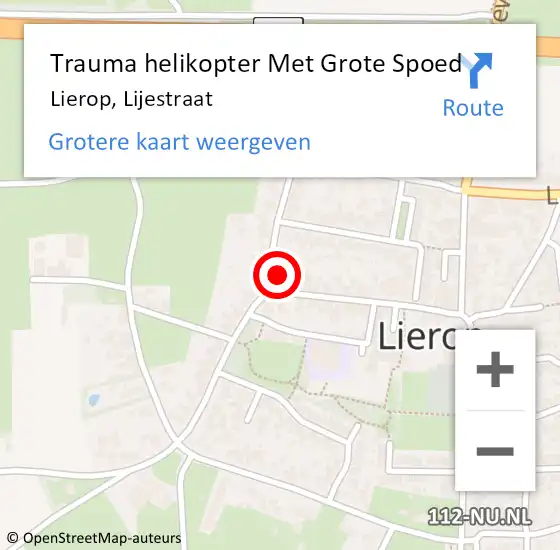 Locatie op kaart van de 112 melding: Trauma helikopter Met Grote Spoed Naar Lierop, Lijestraat op 7 juli 2022 02:14
