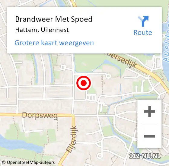 Locatie op kaart van de 112 melding: Brandweer Met Spoed Naar Hattem, Uilennest op 7 juli 2022 02:49