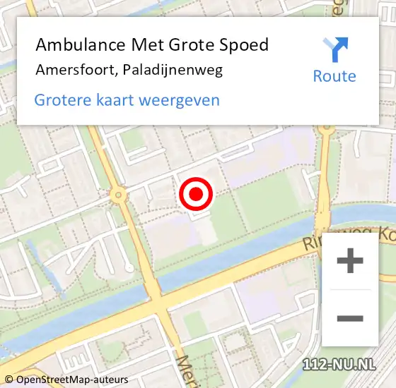 Locatie op kaart van de 112 melding: Ambulance Met Grote Spoed Naar Amersfoort, Paladijnenweg op 7 juli 2022 03:01