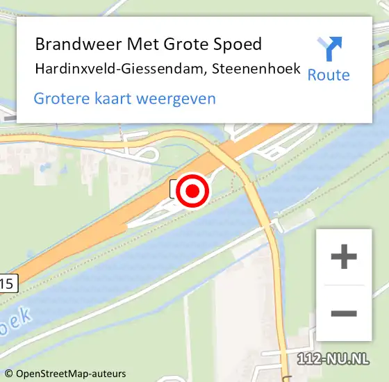 Locatie op kaart van de 112 melding: Brandweer Met Grote Spoed Naar Hardinxveld-Giessendam, Steenenhoek op 7 juli 2022 03:49